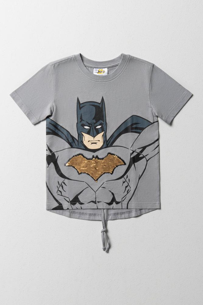 Batman Sequin Tuxedo T-Shirt Light Grey