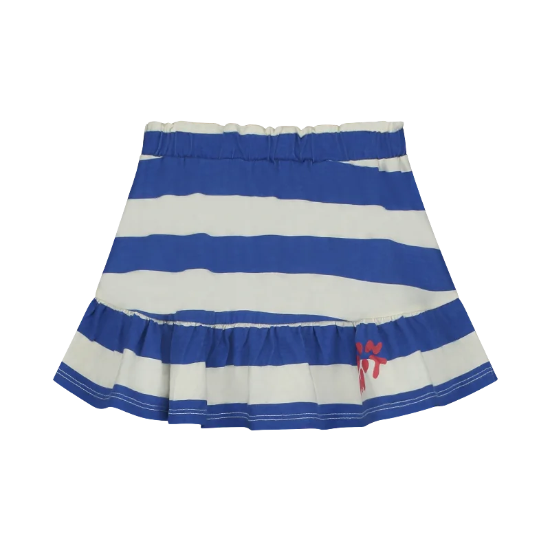 BONMOT BLUE CREAM WIDE STRIPE LOGO SKIRT [FINAL SALE]