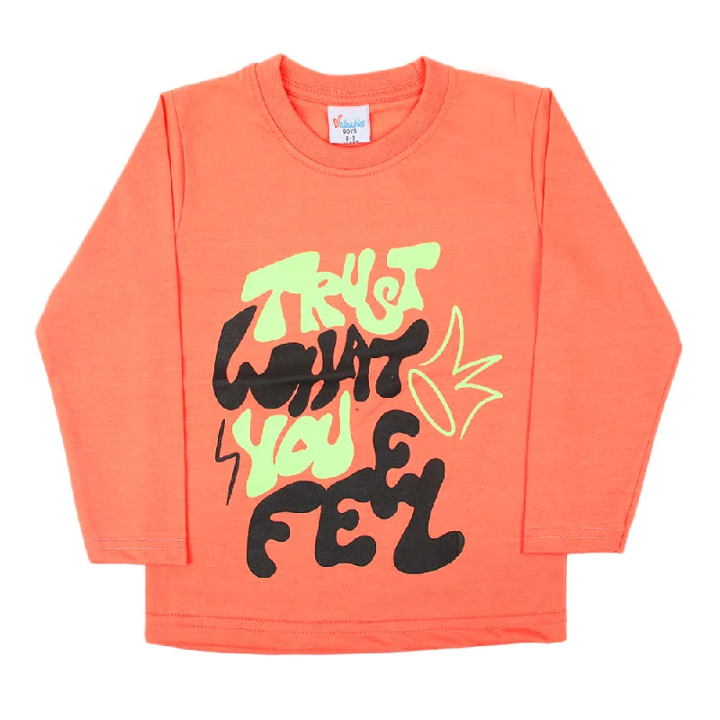 Boys Full Sleeves T-Shirt - Peach