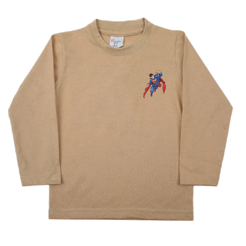 Boys Full Sleeves T-Shirt - Light Brown