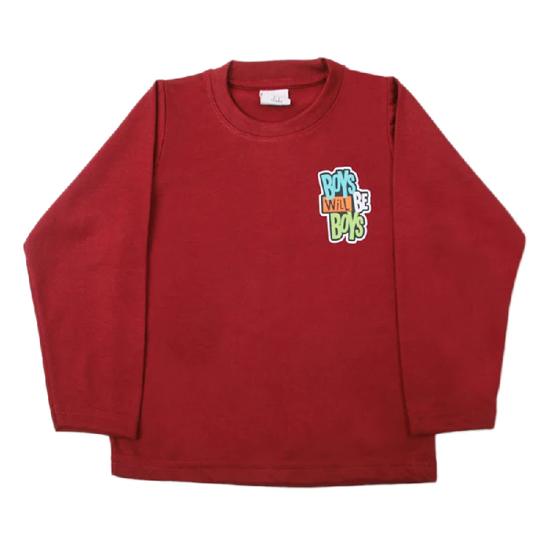 Boys Full Sleeves T-Shirt - Maroon