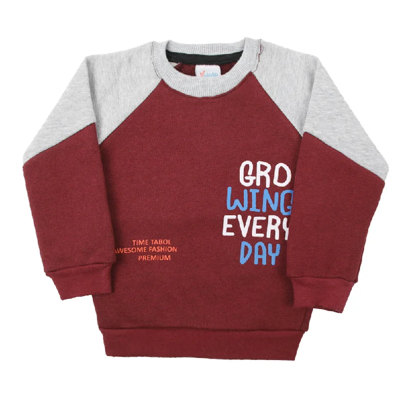 Boys Round Neck Full Sleeves T-Shirt - Maroon