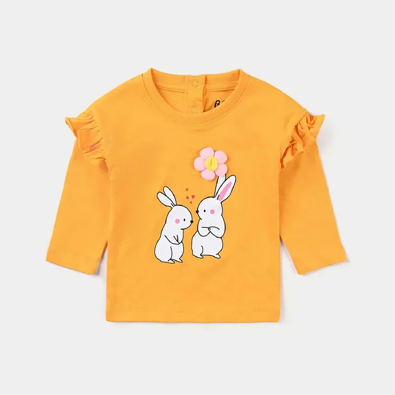 Infant Girls Cotton Jersey T-Shirt Rabbit-Citrus