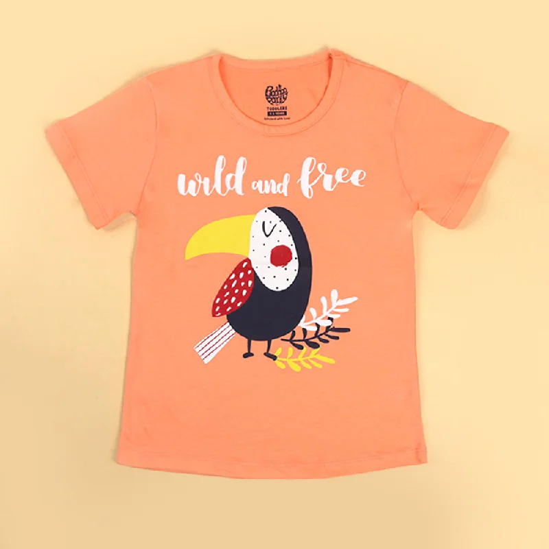 Infant Wild & Free T-Shirt For Girls - Peach