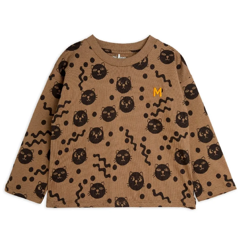 Mini Rodini - Squiggly Cats long-sleeved top - brown