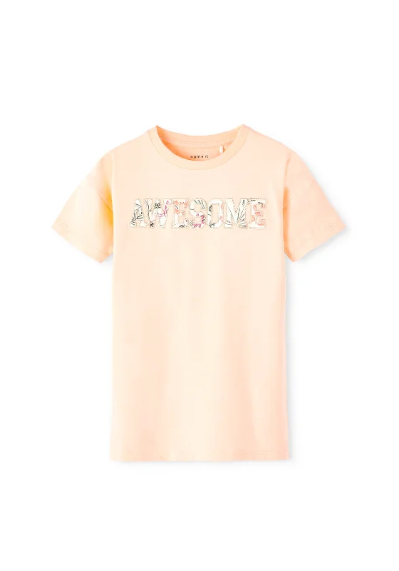 Name It Mini Girl Falka Short Sleeve Tunic, Peach Nectar