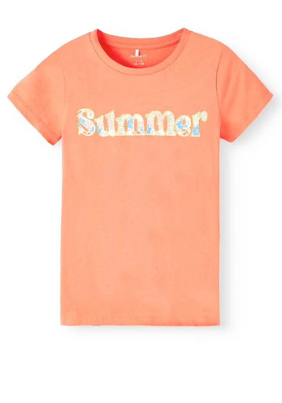 Name It Kid Girl Femelina Short Sleeve Tee, Coral