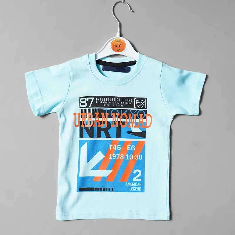 Blue Printed T-Shirt for Boys