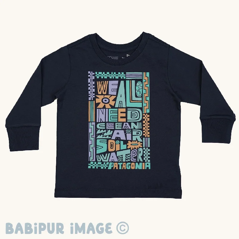 Patagonia Little Kids Regenerative Organic Certified Cotton Long Sleeve Top - We All Need/New Navy