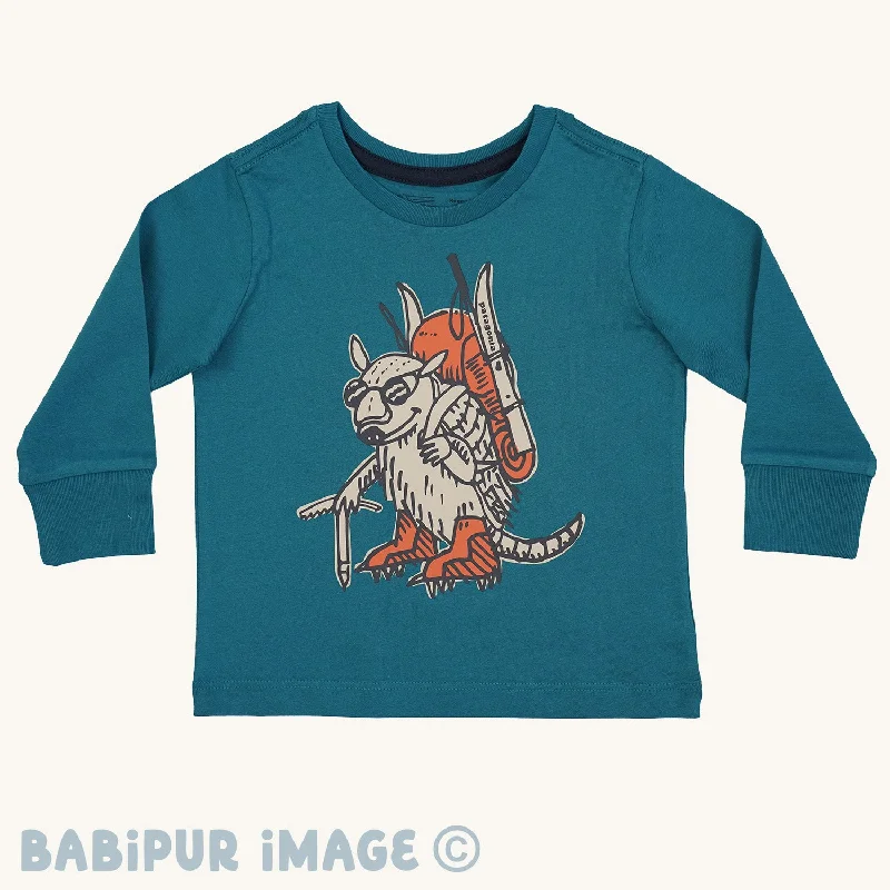 Patagonia Little Kids Regenerative Organic Certified Cotton Long Sleeve Top - Fun Hogs Armadillo/Belay Blue