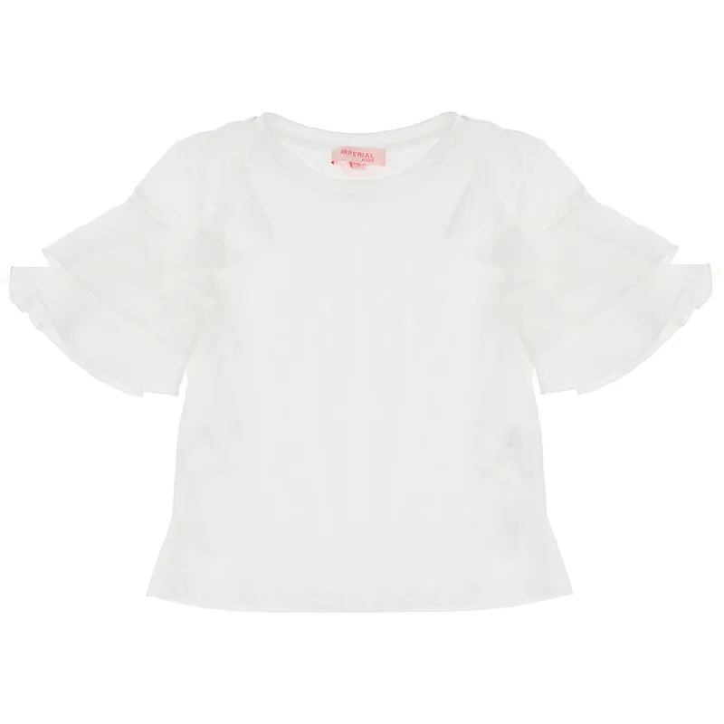 Ruffle Sleeve T-shirt - White