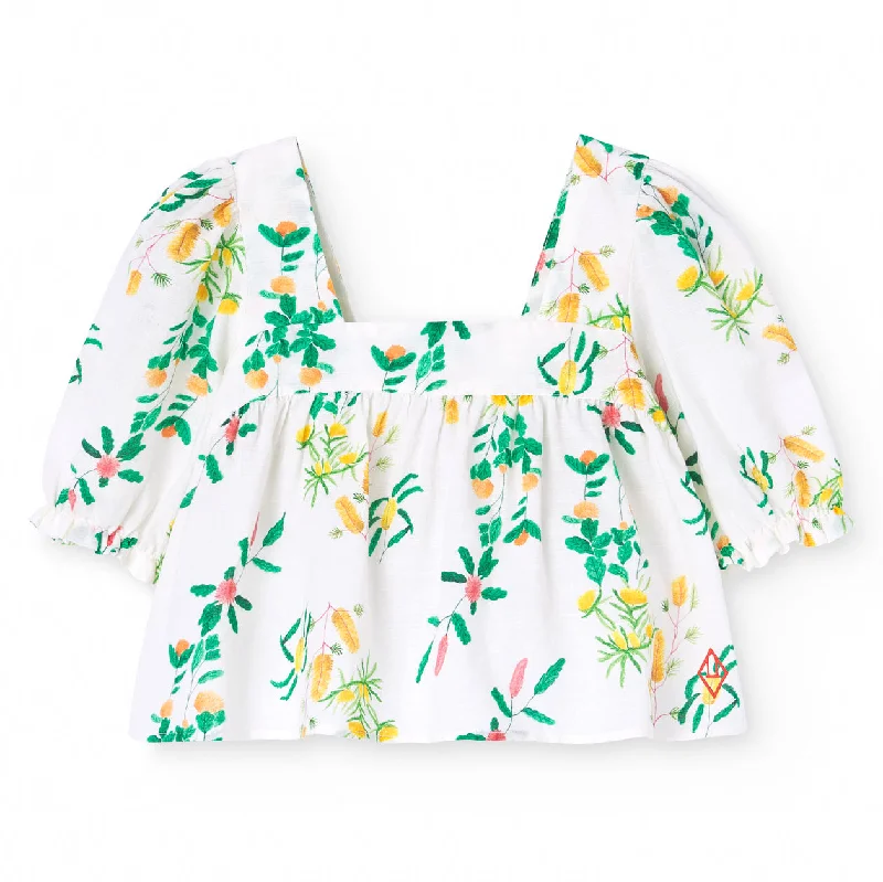 Mandrill White Flower Blouse