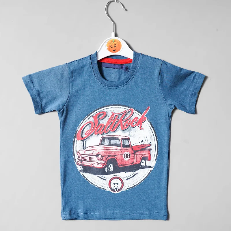 Blue Printed Trendy Style T-Shirt for Boys